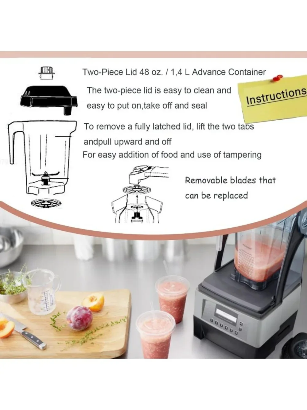48oz Blender Pitcher Container Jar - Compatible, Durable, 5-Year Warranty